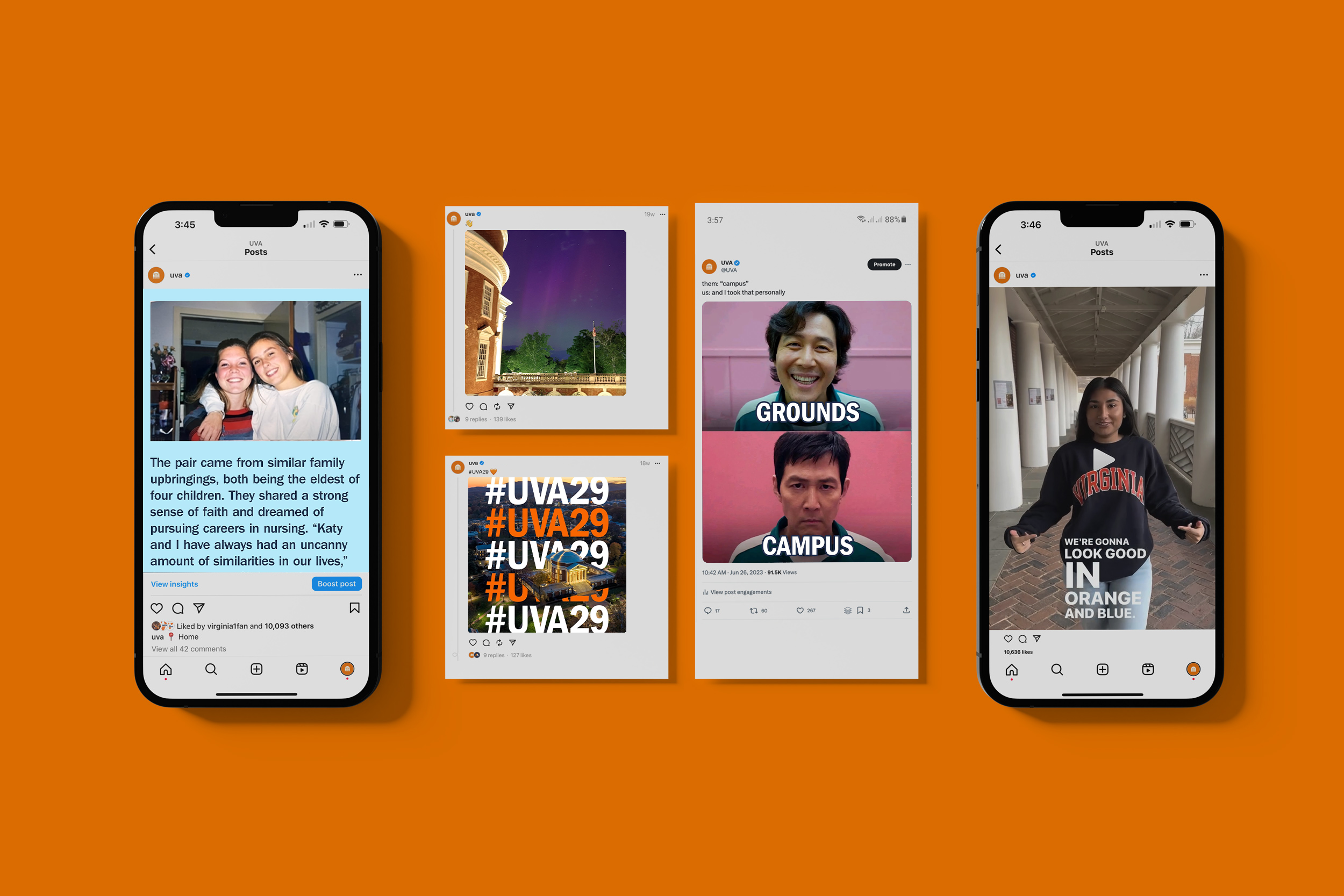 several examples of UVA social media posts