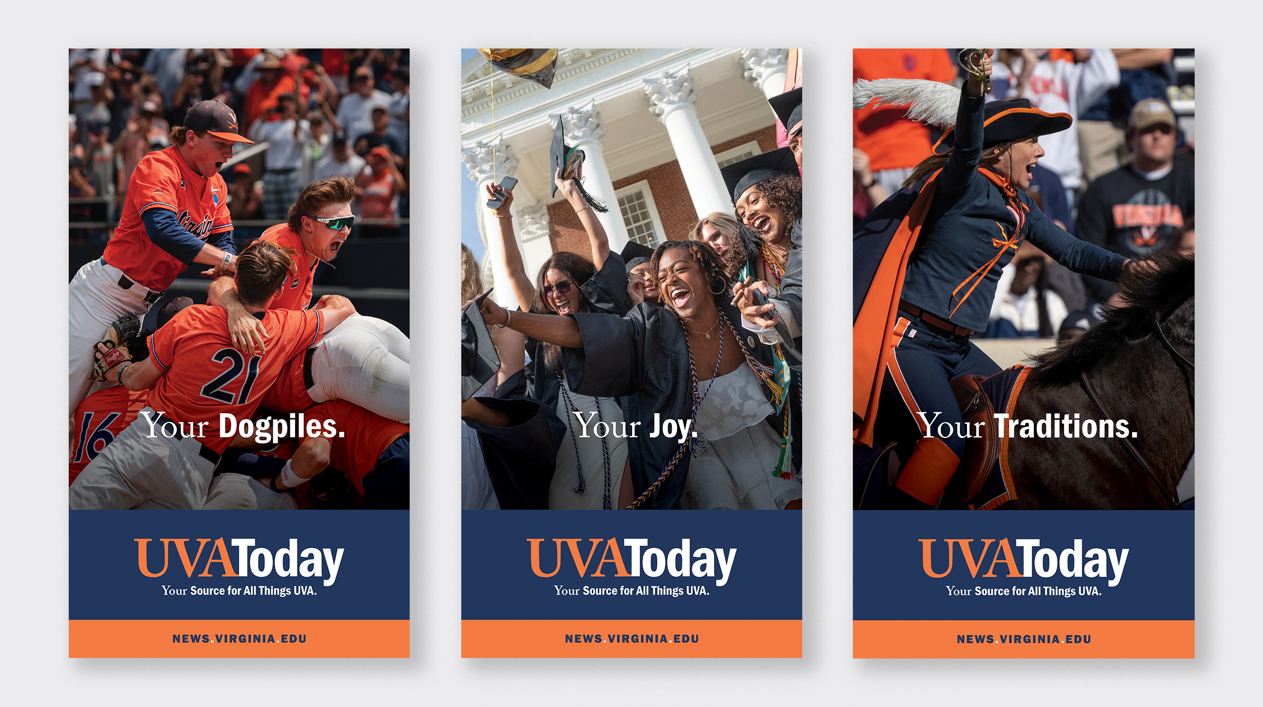 Three side by sides of UVA Today Images