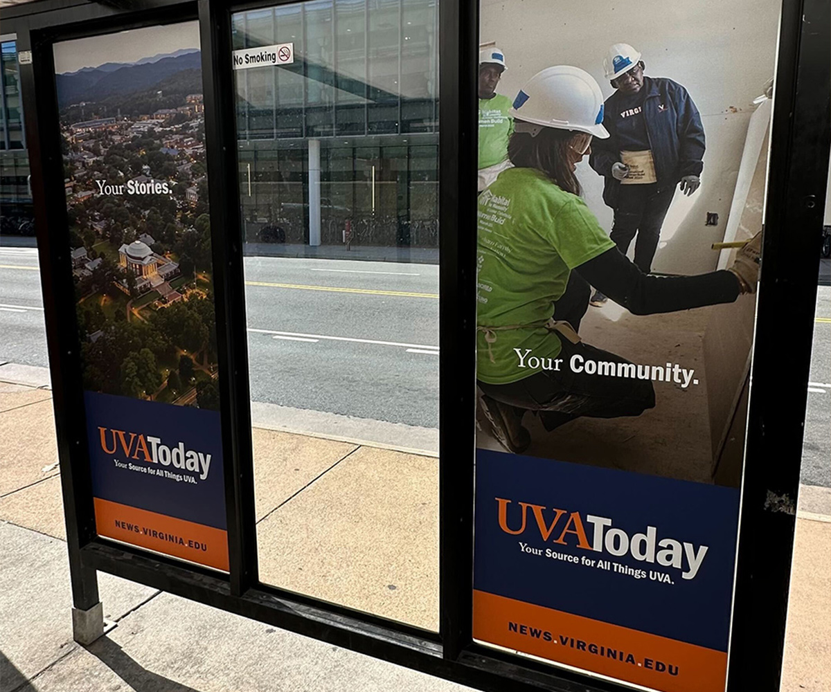 UVAToday Marketing ads in a bus shelter