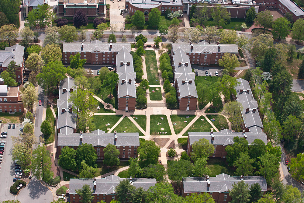 Arial view of the dorms at McCormick Road Residence Area